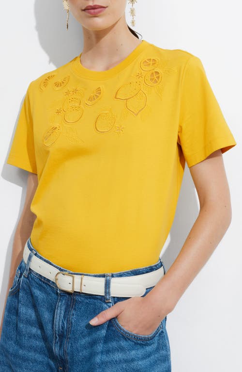 Shop & Other Stories Lemon Embroidery Cotton T-shirt In Yellow Medium