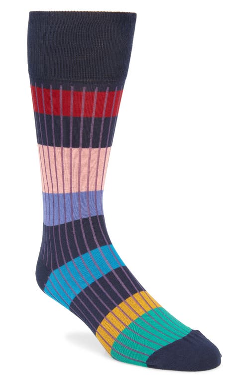 Paul Smith Errol Stripe Cotton Blend Crew Socks in Navy at Nordstrom