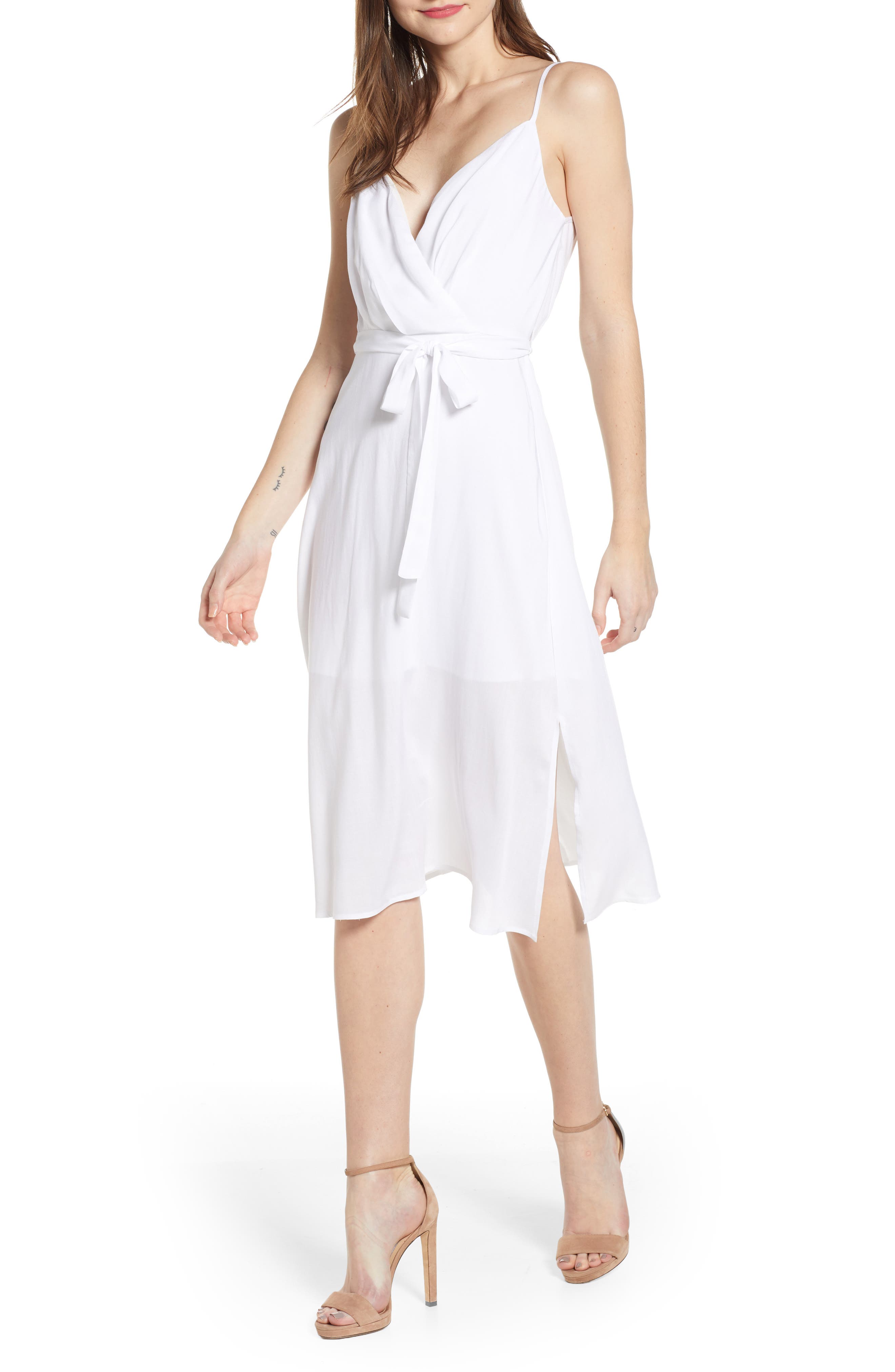 Row A Surplice Midi Dress, White