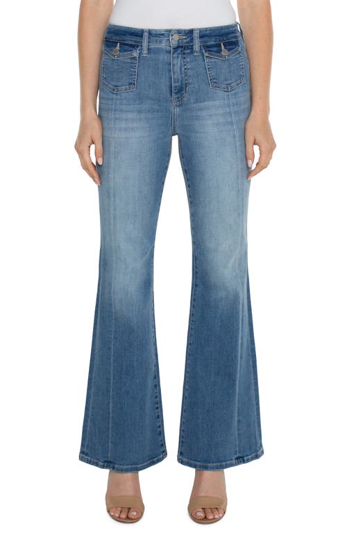 Liverpool Los Angeles Hannah Flap Pocket Mid Rise Flare Jeans Overlook at Nordstrom,