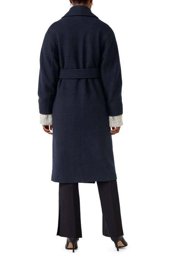 & Other Stories Belted Wool Wrap Coat In Navy