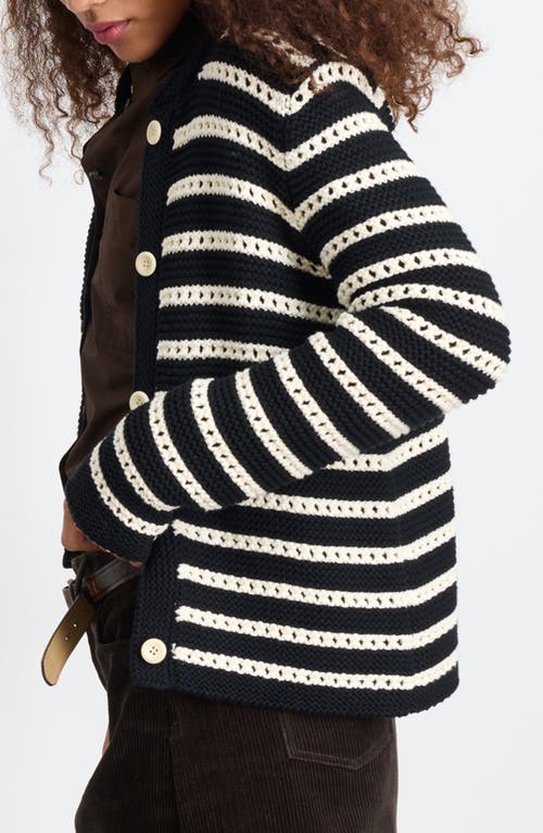 Shop Alex Mill Haley Stripe Cotton Cardigan In Black/ivory