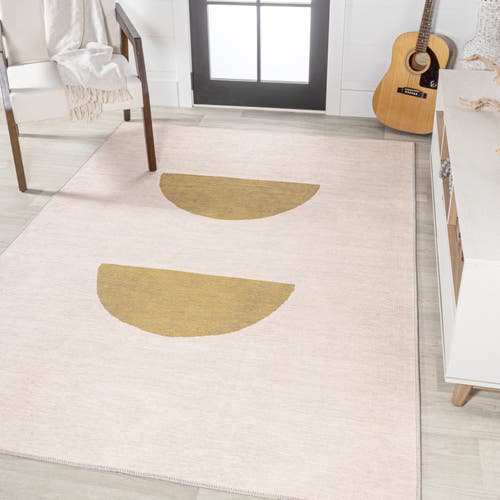 Jonathan Y Luola Minimalist Geometric Machine-washable Area Rug In Cream/moss