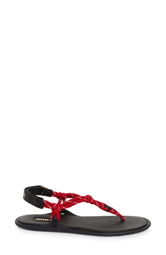 Shop Miu Miu Riviere Cord & Leather Sandal In Red