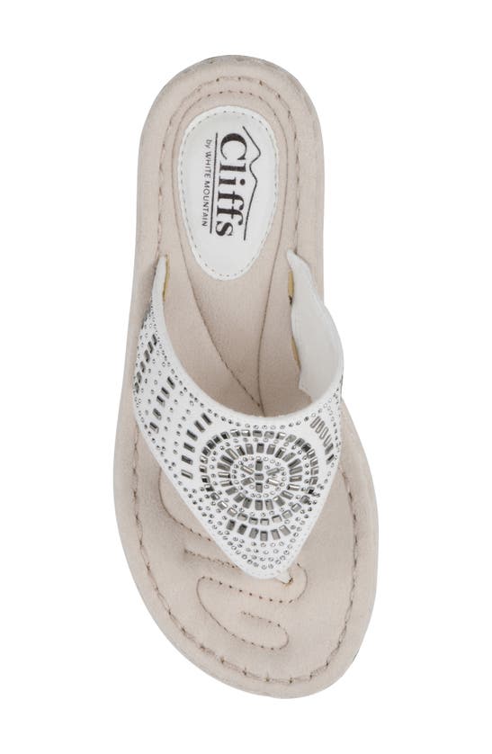 Cliffs By White Mountain Cienna Thong Sandal In White Fabric
