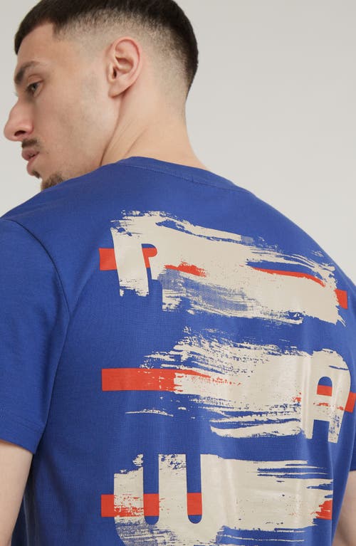 Shop G-star Painted Back Organic Cotton Graphic T-shirt In Radar Blue