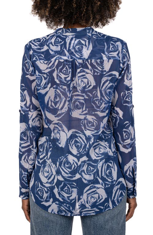 Shop Kut From The Kloth Jasmine Chiffon Button-up Shirt In Rocroi Rose-cobalt