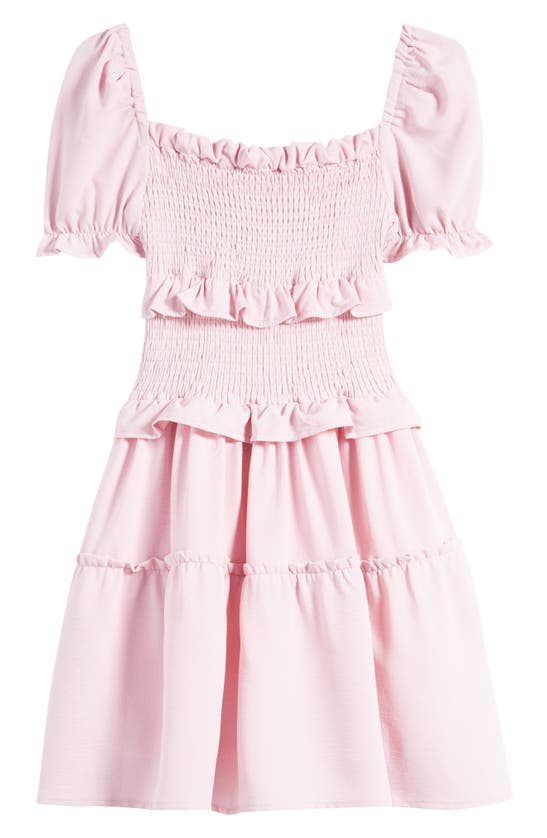 Shop Miss Behave Kids' Puff Sleeve Smocked Dress In Lite Pink