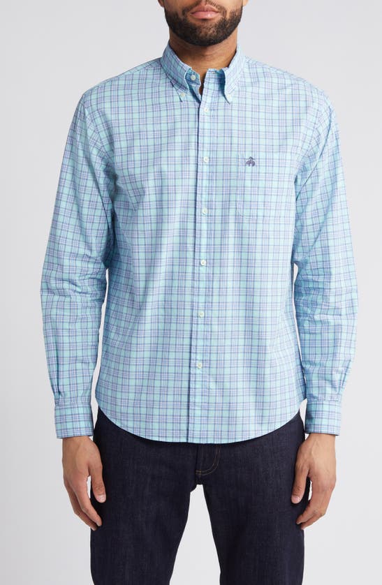 Brooks Brothers Regular Fit Spring Check Cotton Dress Shirt In Blue