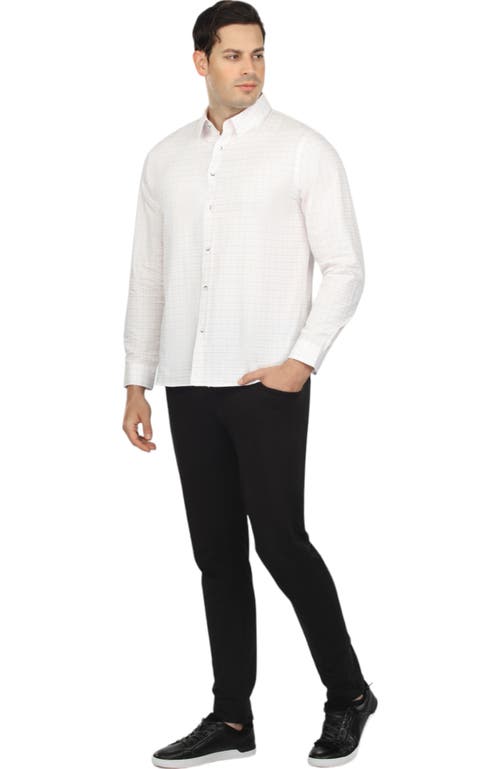 Vustra Check Long Sleeve Shirt In White