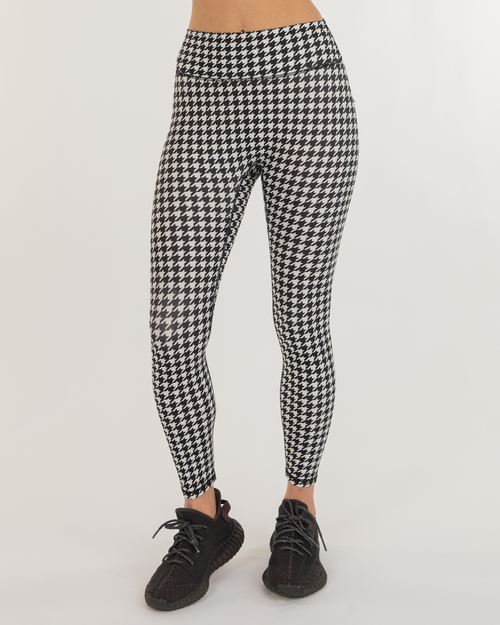 Rebody Active Hybrid Fleece Leggings High Waist 25" In White/black