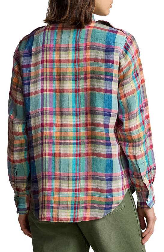 Shop Polo Ralph Lauren Plaid Linen Button-up Shirt In Multi Plaid