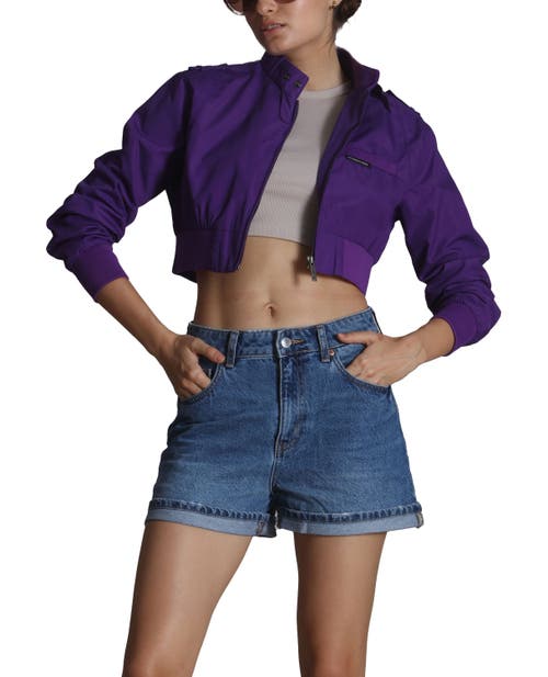 Members Only Mini Cropped Racer Jacket In Purple