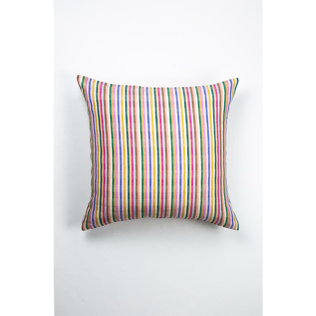 ARCHIVE NEW YORK ARCHIVE NEW YORK VALENTINA RAINBOW STRIPED COTTON HANDWOVEN SQUARE THROW PILLOW