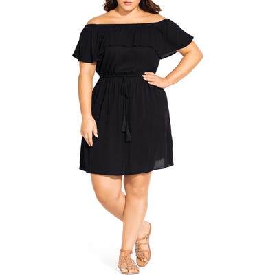Plus Size City Chic Sunkissed Off The Shoulder Dress, Black