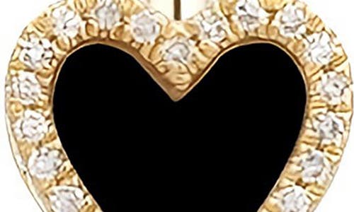 Gabi Rielle Effortless Staples Onyx Inlay Heart Huggie Hoop Earrings In Gold/onyx