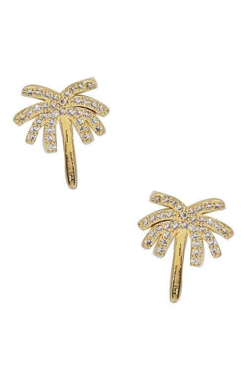 Ettika Crystal Palm Tree Stud Earrings in Gold at Nordstrom