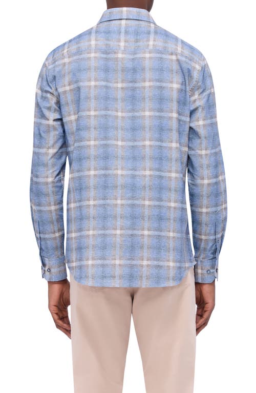 Shop Bugatchi Julian Shaped Fit Plaid Button-up Shirt In Dusty Blue