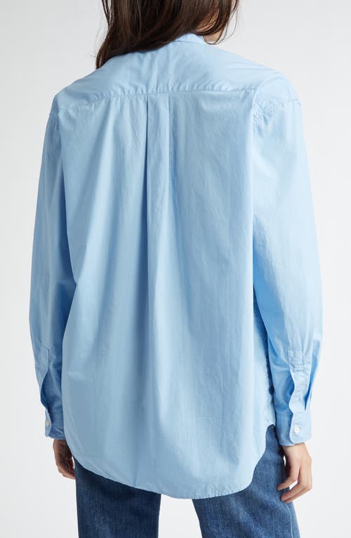 Shop Sporty And Rich Sporty & Rich Embroidered Logo Cotton Button-up Shirt In Sky Blue