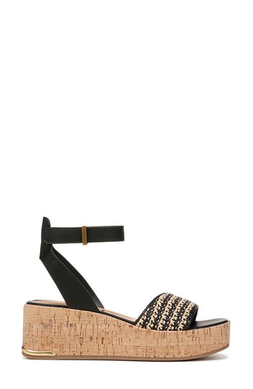 Franco Sarto Terry Ankle Strap Platform Wedge Sandal In Black