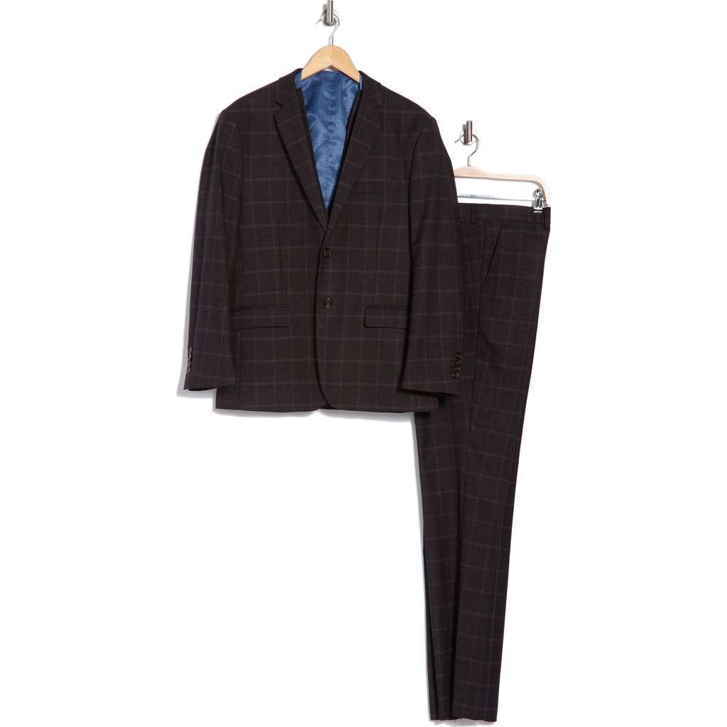Gino Vitale Slim Fit 3-piece Plaid Suit In Navy