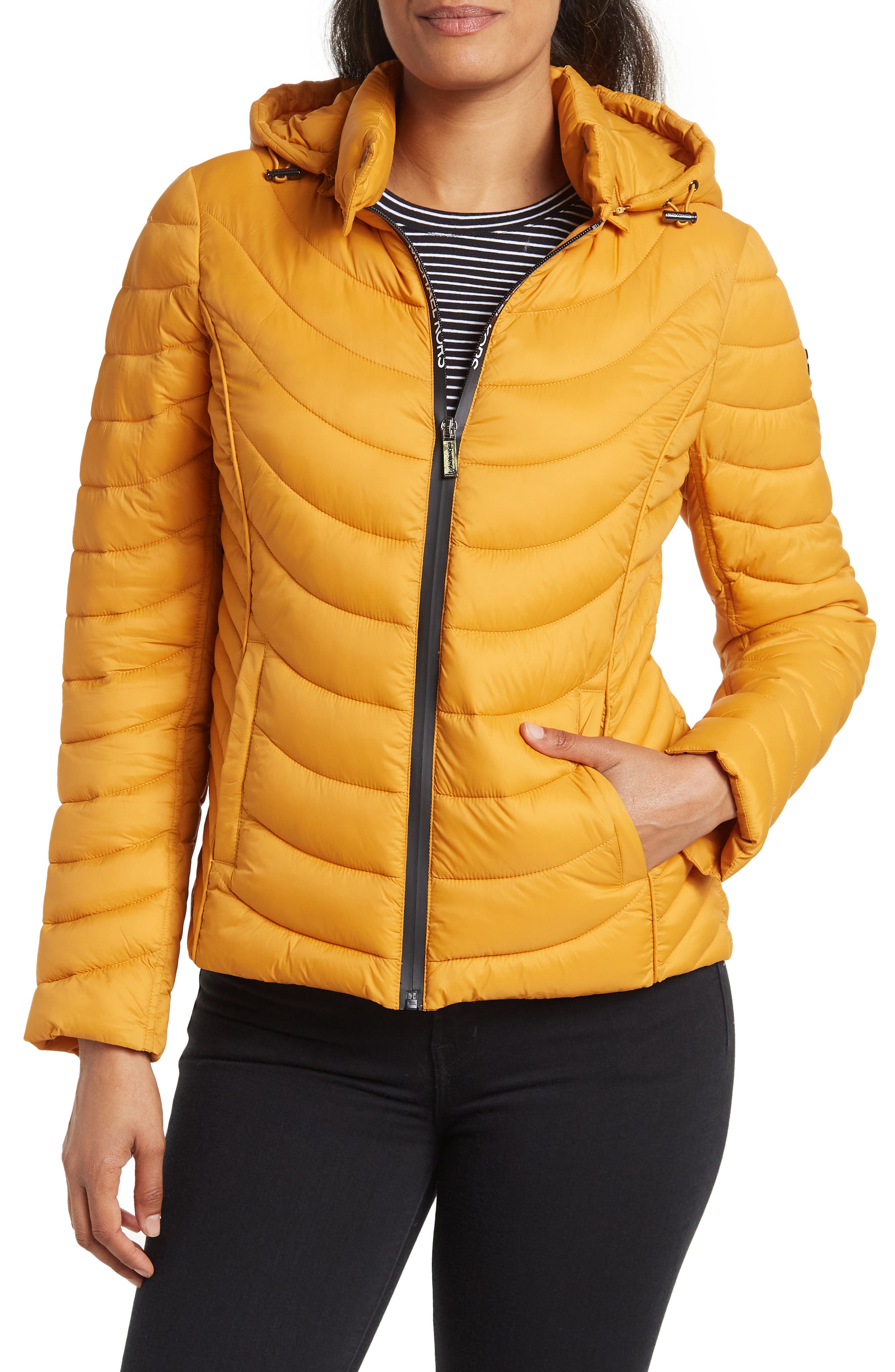 womens yellow puffer