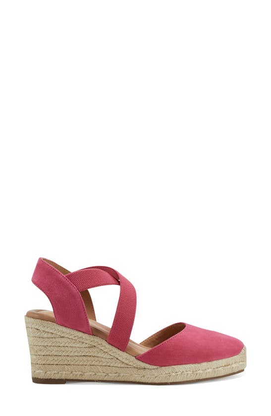 Easy Spirit Meza Strappy Wedge Sandal In Neon Pink Suede/textile ModeSens