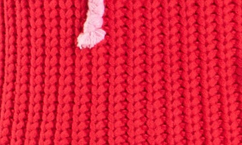 English Factory Bow Embellished Puff Sleeve Sweater In Red