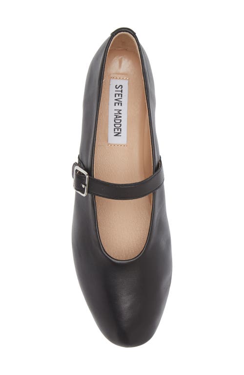 Shop Steve Madden Dreaming Mary Jane Flat In Black Leather