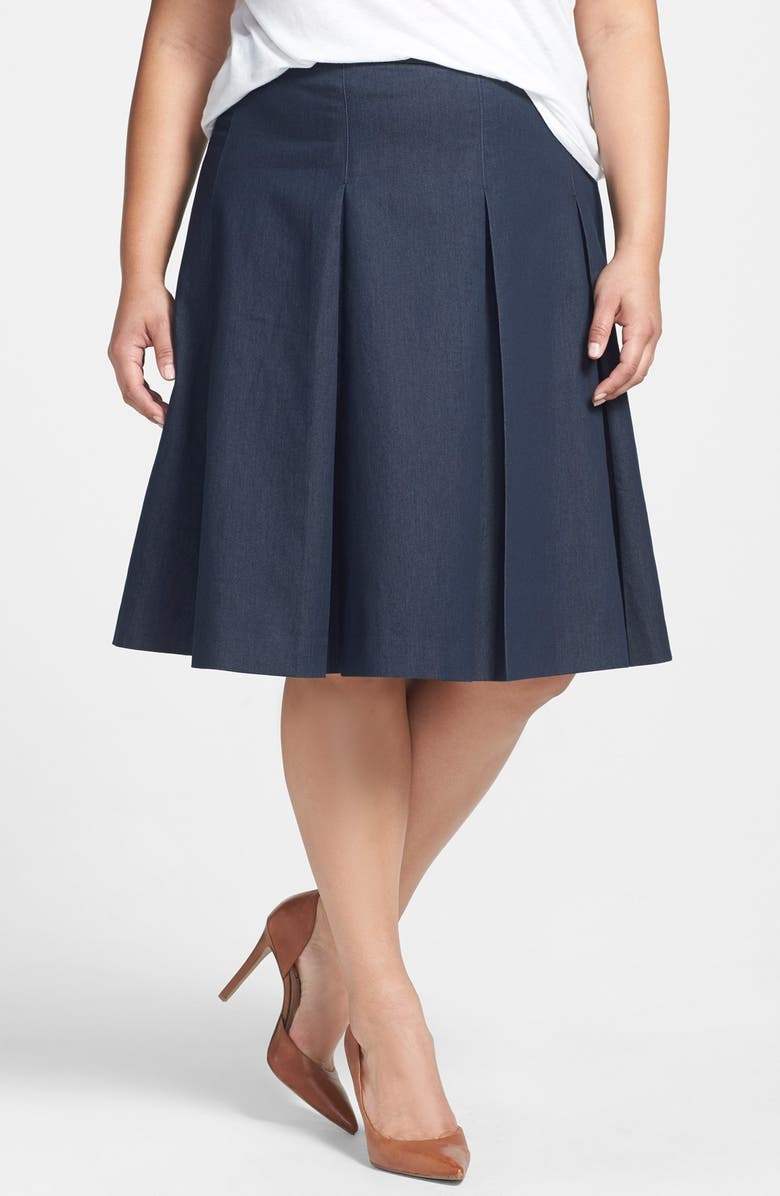 Halogen® Pleat Denim Skirt (Plus Size) | Nordstrom