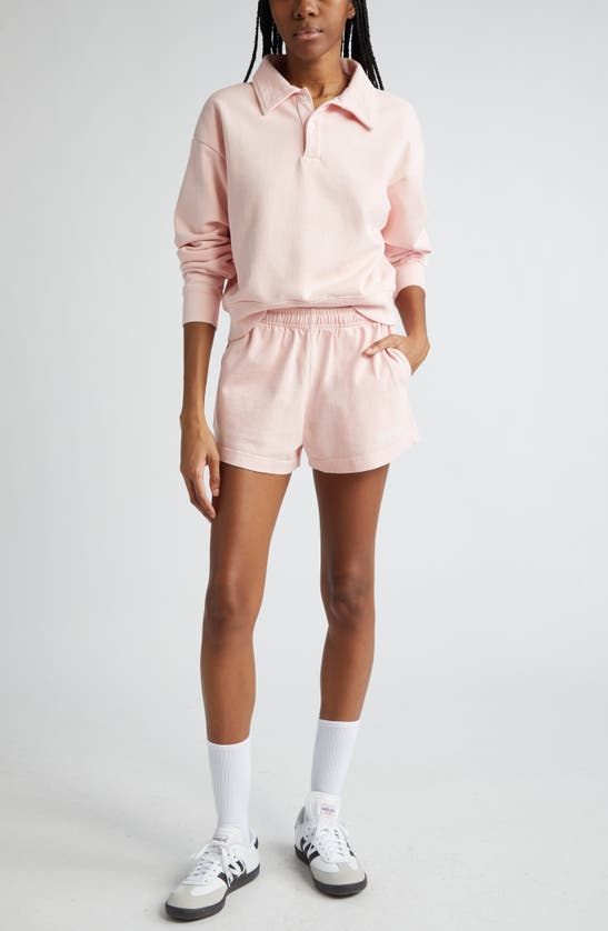 Shop Sporty And Rich Rizzoli Henley Cotton Sweatshirt In Ballet