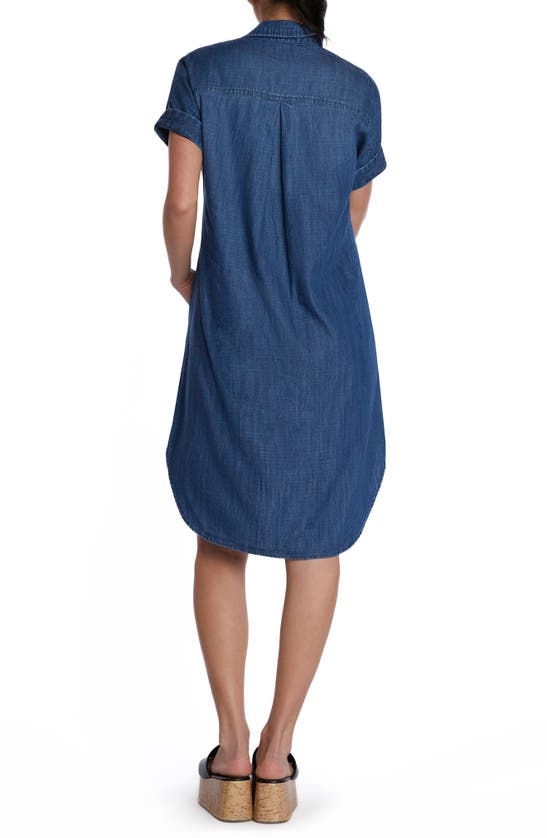 Shop Wash Lab Denim Clean Denim Shirtdress In Deep Blue