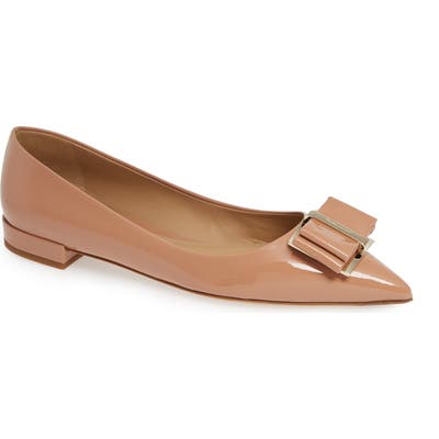 Salvatore Ferragamo Zeri Pointy Toe Flat, Pink