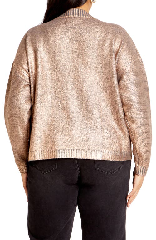 Shop City Chic Iliana Metallic Cable Stitch Sweater In Gold