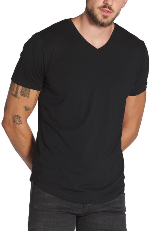 AO V-Neck Curved Hem Tee in Black