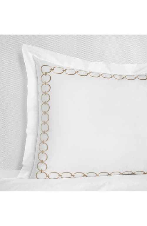 Sferra Catena Cotton Percale Boudoir Pillow Sham In White/ Sand