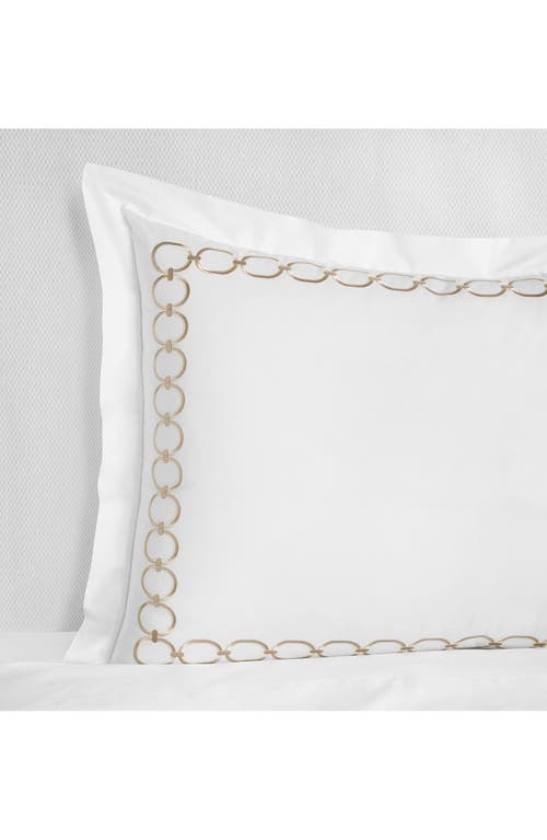 SFERRA Catena Cotton Percale Boudoir Pillow Sham in White/Sand at Nordstrom