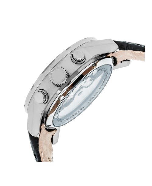 Heritor Automatic Hannibal Semi-skeleton Leather-band Watch In Silver