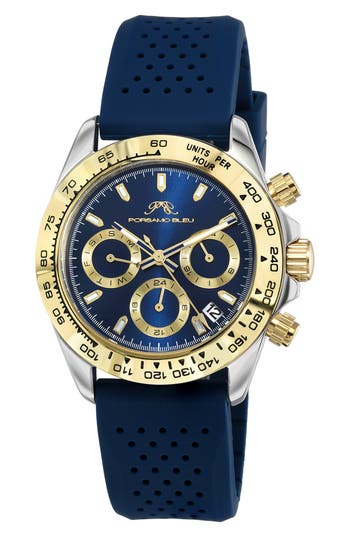 Porsamo Bleu Alexis Chronograph Sport Blue Silicone Watch, 37mm In Two-tone/blue