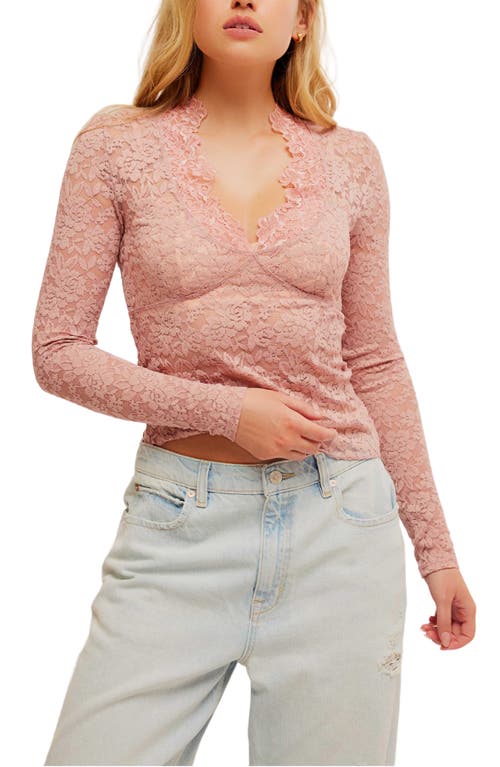 Shop Free People All Day Lace Crop Top In Pale Mauve