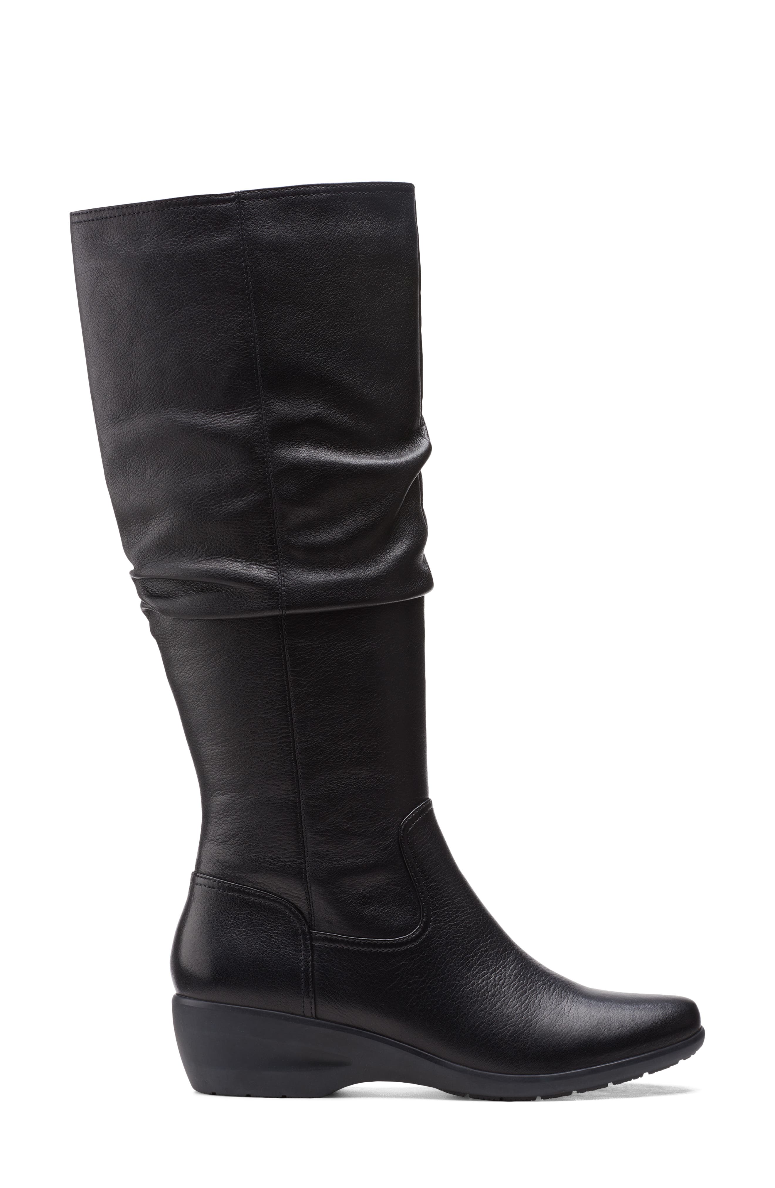 clarks knee high boots black