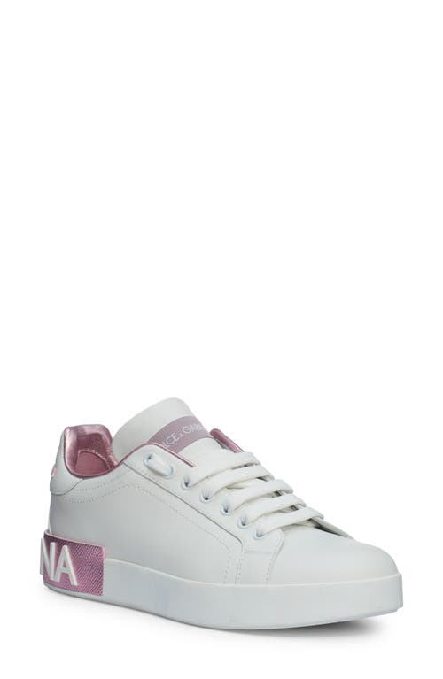 Shop Dolce & Gabbana Dolce&gabbana Portofino Platform Sneaker In White/pink