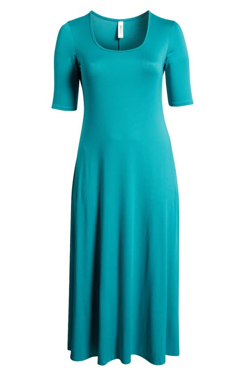 Shop 24seven Comfort Apparel Scoop Neck Jersey Maxi Dress In Jade