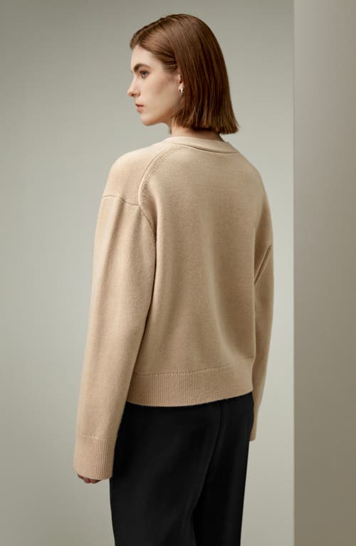 Lilysilk Cropped Wool-cashmere Blend Cardigan Sweater For Women In Beige