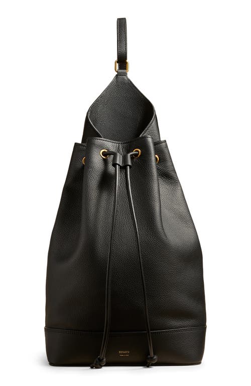 Medium Greta Leather Backpack in Black