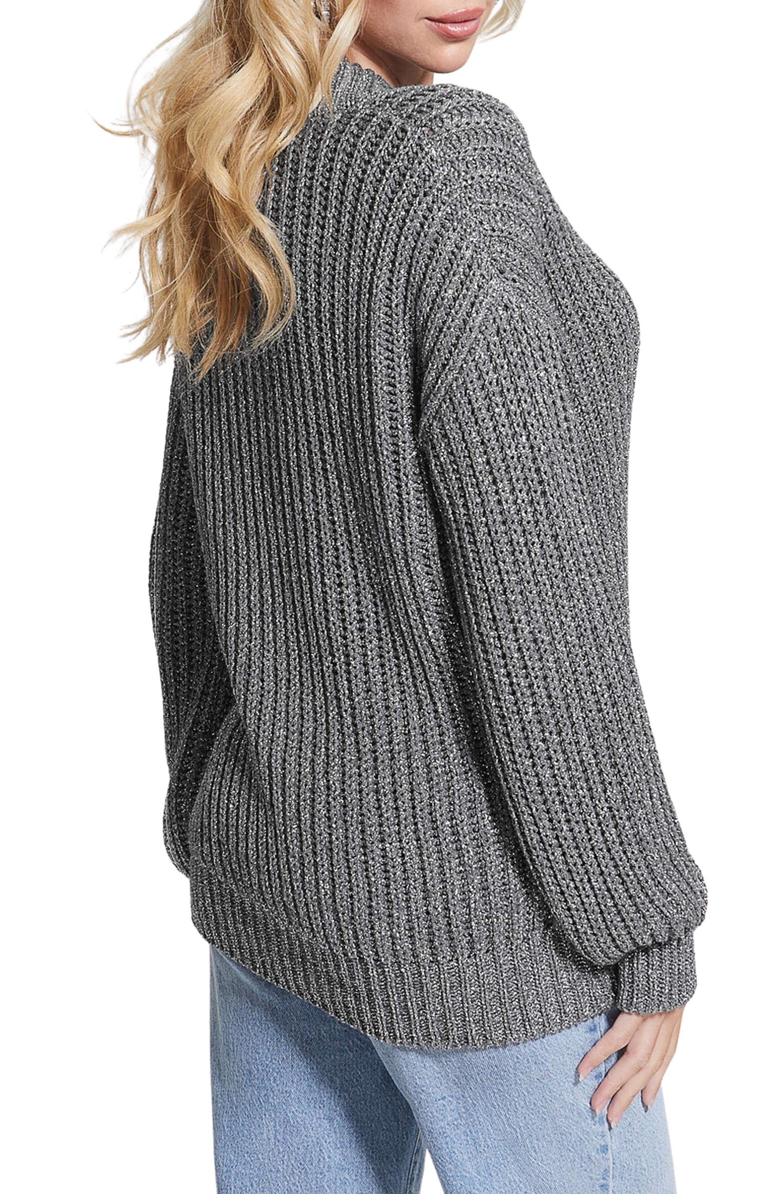 GUESS Lise Sparkle Cutout V-Neck Sweater | Nordstrom