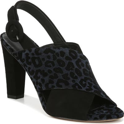 Diane Von Furstenberg Bailie Leopard Print Slingback Sandal- Blue