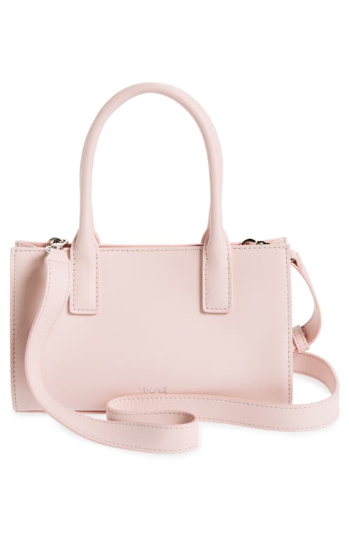 Versace Medusa Small Belted Leather Tote In Dusty Rose-palaldium