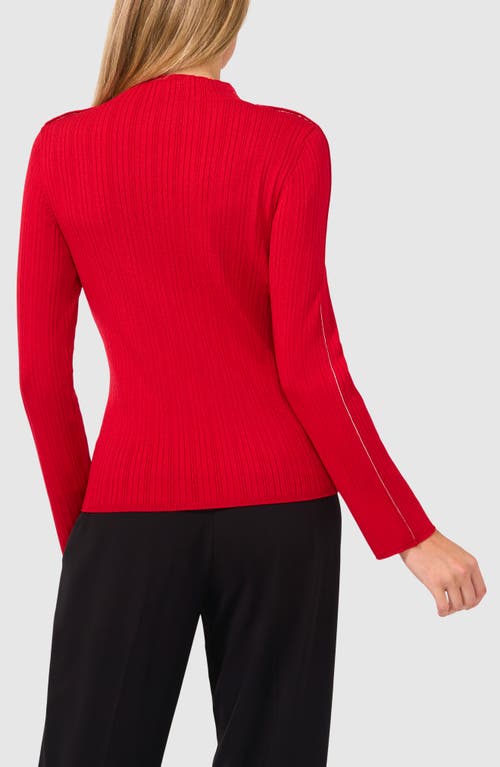 Halogenr Halogen(r) Piped Mock Neck Rib Sweater In Ultra Red