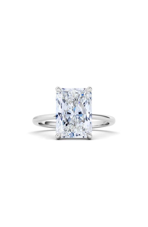 Radiant Cut Lab Created Diamond 18K Gold Ring in 18K White Gold
